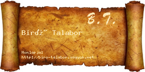 Biró Talabor névjegykártya